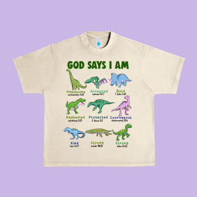 God Says I Am Dinosaurs Urban Heavy Tee Designed By Jahusdesignshop