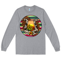 Heather Grey horseshoe circle Long Sleeve Tee - JahusDesignShop