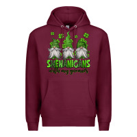 Burgundy shenanigans with my gnomies st patricks day gnomes Premium Hoodie - Jasminsmagicworld