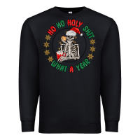 Black ho ho holly shit skeleton santa Premium Sweatshirt - MaliasSmallBusiness