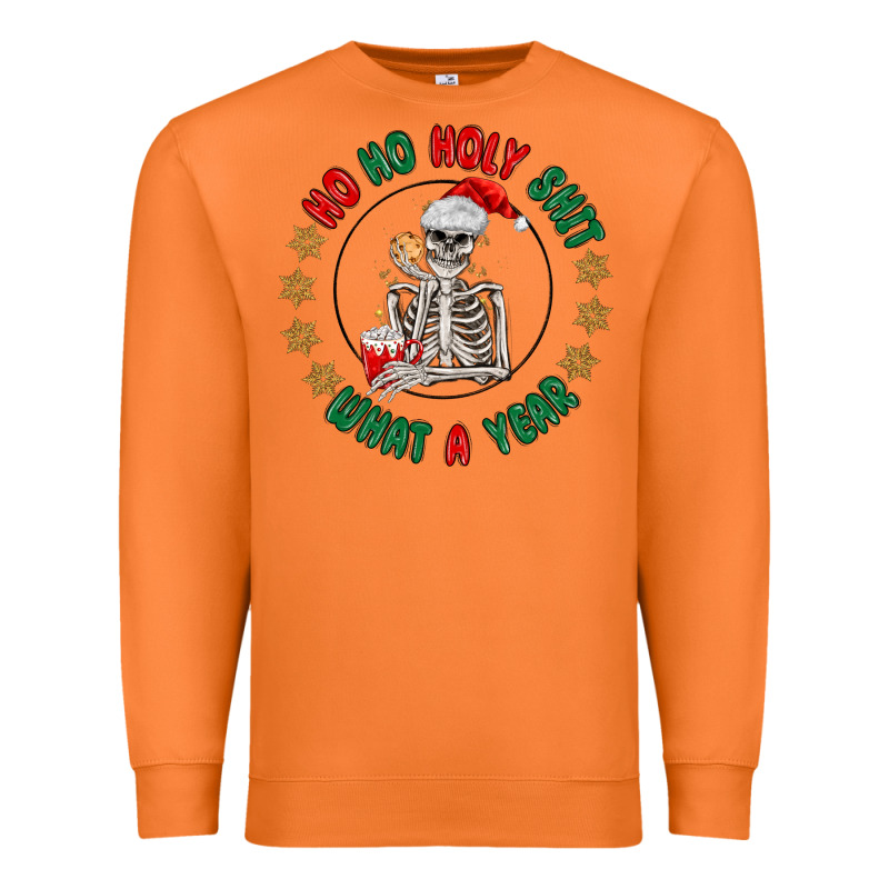 Ho Ho Holly Shit Skeleton Santa Premium Sweatshirt by MaliasSmallBusiness | Teevron