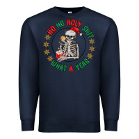 Navy ho ho holly shit skeleton santa Premium Sweatshirt - MaliasSmallBusiness