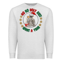 Oatmeal Heather ho ho holly shit skeleton santa Premium Sweatshirt - MaliasSmallBusiness