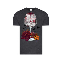 Vintage Black halloween roses wine Vintage Tee - FaDigitalArtStudio
