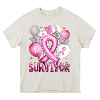 Cream Balloons cancer ribbon survivor Heavy Core Tee - Artiststas