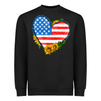 Black usa flag heart with sunflower Heavyweight Sweatshirt - HRA Design Shop