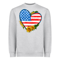 Heather Grey usa flag heart with sunflower Heavyweight Sweatshirt - HRA Design Shop