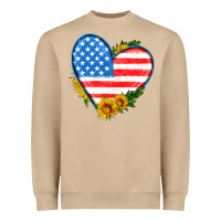 Mushroom usa flag heart with sunflower Heavyweight Sweatshirt - HRA Design Shop