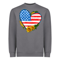 Storm usa flag heart with sunflower Heavyweight Sweatshirt - HRA Design Shop
