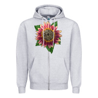 Heather Grey crimson blaze sunflower Zipper Hoodie - LillyAllenDesigns