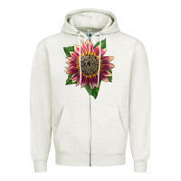 Oatmeal Heather crimson blaze sunflower Zipper Hoodie - LillyAllenDesigns