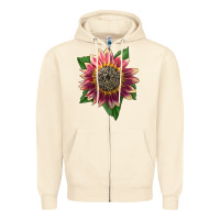 Sandshell crimson blaze sunflower Zipper Hoodie - LillyAllenDesigns