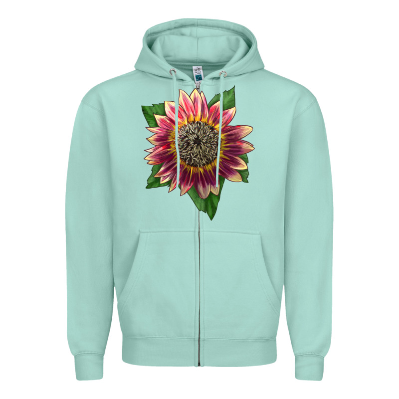 Crimson Blaze Sunflower Zipper Hoodie by LillyAllenDesigns | Teevron