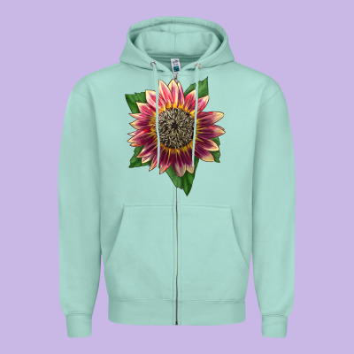 Crimson Blaze Sunflower Zipper Hoodie Designed By Lillyallendesigns
