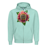 Seafoam crimson blaze sunflower Zipper Hoodie - LillyAllenDesigns