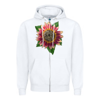 White crimson blaze sunflower Zipper Hoodie - LillyAllenDesigns