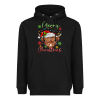 Black merry christmas cow Heavyweight Hoodie - MaliasSmallBusiness