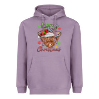 Lavender merry christmas cow Heavyweight Hoodie - MaliasSmallBusiness