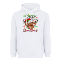 White merry christmas cow Heavyweight Hoodie - MaliasSmallBusiness