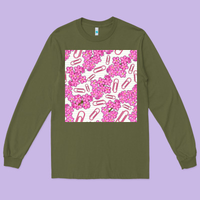 Floral School Seamless Pattern Long Sleeve Tee Designed By Bundleandbundleshop