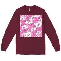 Burgundy floral school seamless pattern Long Sleeve Tee - BundleAndBundleShop