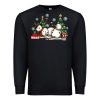 Black christmas snowmen with wine Premium Sweatshirt - MaliasSmallBusiness