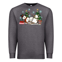 Charcoal Heather christmas snowmen with wine Premium Sweatshirt - MaliasSmallBusiness