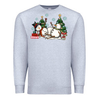 Heather Grey christmas snowmen with wine Premium Sweatshirt - MaliasSmallBusiness
