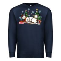 Navy christmas snowmen with wine Premium Sweatshirt - MaliasSmallBusiness