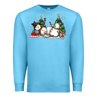 Ocean Blue christmas snowmen with wine Premium Sweatshirt - MaliasSmallBusiness