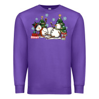 Purple christmas snowmen with wine Premium Sweatshirt - MaliasSmallBusiness