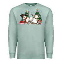 Seafoam christmas snowmen with wine Premium Sweatshirt - MaliasSmallBusiness