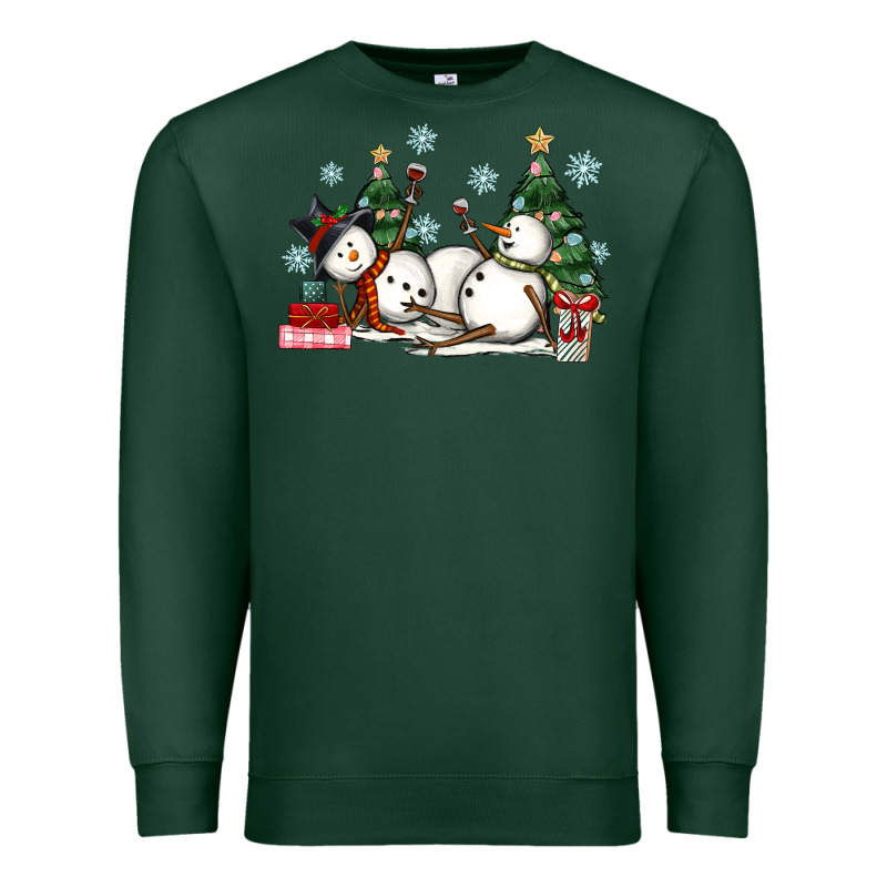 Christmas Snowmen With Wine Premium Sweatshirt by MaliasSmallBusiness | Teevron