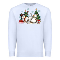 White christmas snowmen with wine Premium Sweatshirt - MaliasSmallBusiness