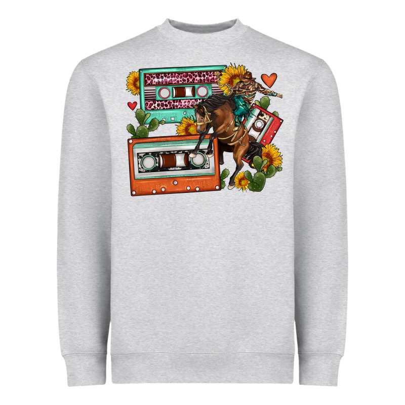 Rodeo Sunflower Cactus Cassette Heavyweight Sweatshirt by FaDigitalArtStudio | Teevron