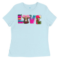 Baby Blue love with braunvieh cow Ladies Tee - AdoDesignShop