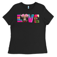 Black love with braunvieh cow Ladies Tee - AdoDesignShop