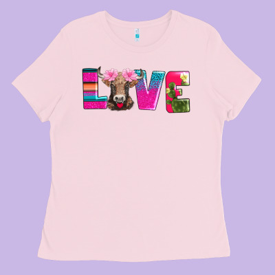 Love With Braunvieh Cow Ladies Tee Designed By Adodesignshop