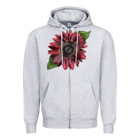 Heather Grey chocolate sunflower Zipper Hoodie - LillyAllenDesigns