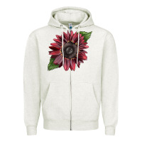 Oatmeal Heather chocolate sunflower Zipper Hoodie - LillyAllenDesigns