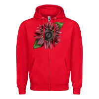 Red chocolate sunflower Zipper Hoodie - LillyAllenDesigns