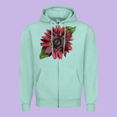 Chocolate Sunflower Zipper Hoodie Designed By Lillyallendesigns