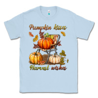 Dusty Blue pumpkin kisses harvest wishes Classic Tee - BundleAndBundleShop