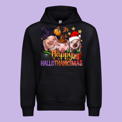 Happy Hallothanksmas Pigs Urban Hoodie Designed By Nancycooperartshop