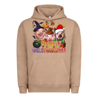 Pigment Burro Happy Hallothanksmas Pigs Urban Hoodie - NancyCooperArtShop