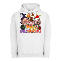 Pigment Lunar Rock Happy Hallothanksmas Pigs Urban Hoodie - NancyCooperArtShop