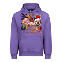 Tulip Happy Hallothanksmas Pigs Urban Hoodie - NancyCooperArtShop