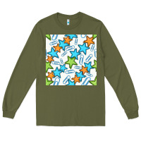 Army Green stars school seamless pattern Long Sleeve Tee - BundleAndBundleShop