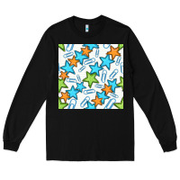 Black stars school seamless pattern Long Sleeve Tee - BundleAndBundleShop