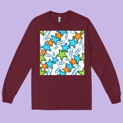 Stars School Seamless Pattern Long Sleeve Tee Designed By Bundleandbundleshop
